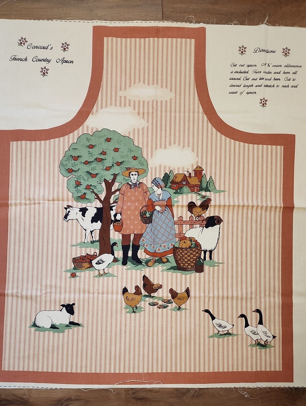 Joan Kessler for Concord Fabric French Country Apron Fabric Panel Goose 90s Farm